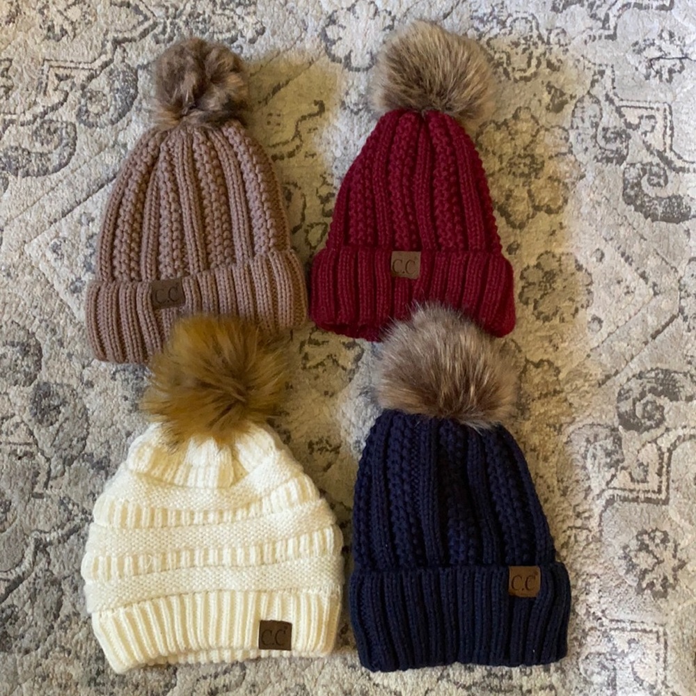 C.C. Beanies! Hardly worn. The light purple was washed:/ RED AND WHITE are SOLD